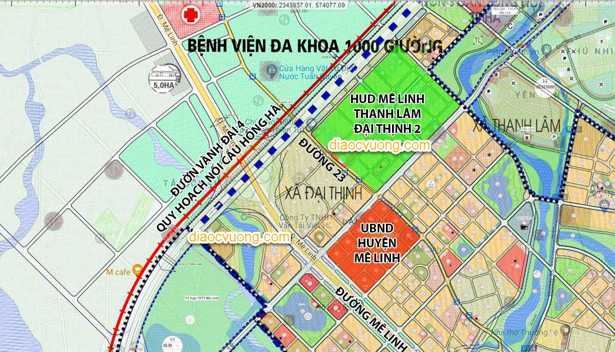 Vị trí Dự án Khu đô thị HUD Mê Linh Central – Thanh Lâm – Đại Thịnh 2